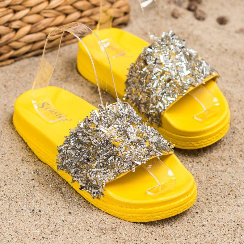 Seastar Módní křišťálové pantofle stříbrný 1