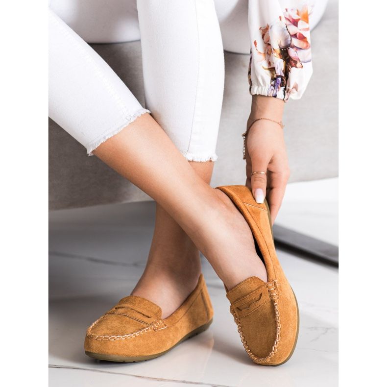 Super Me Velbloudí semišové mokasíny hnědý 1