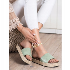 SHELOVET Pantofle Na Platformě zelená 1