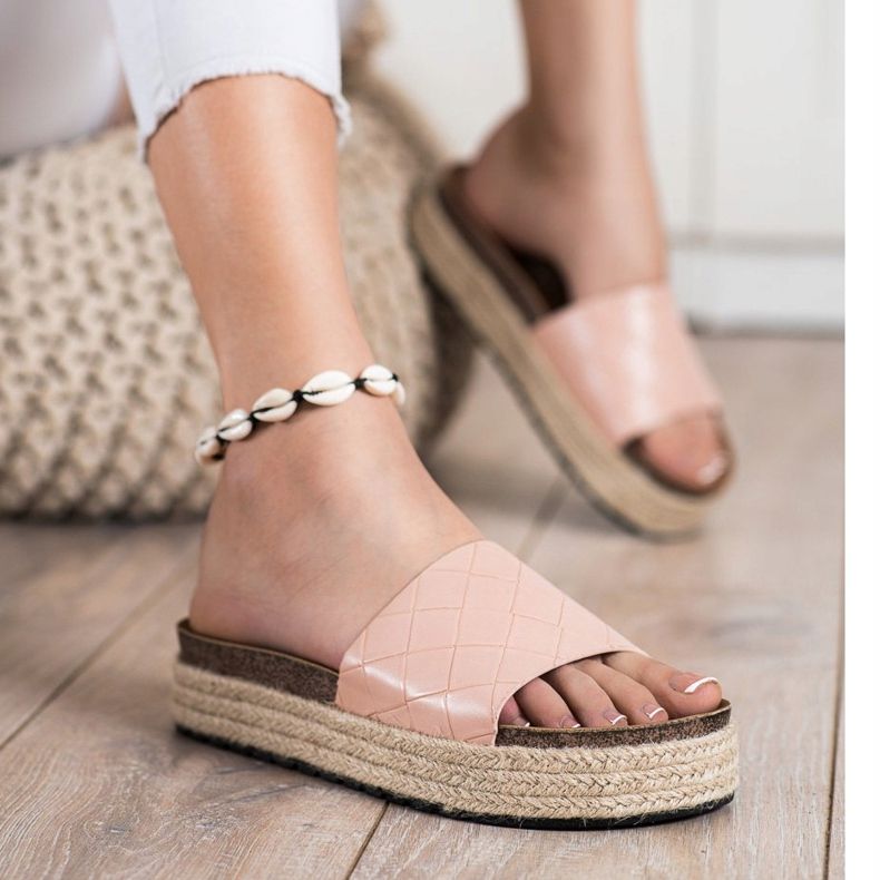 SHELOVET Pantofle Na Platformě růžový 1