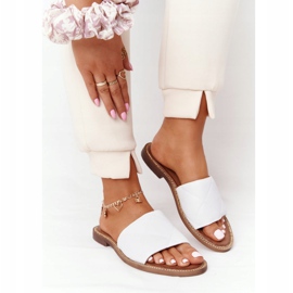 Kožené pantofle s prošíváním Nicole 2650 White bílý 2