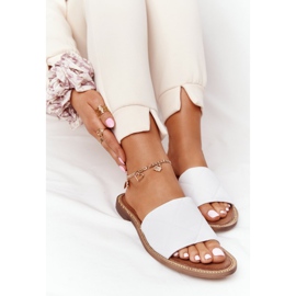 Kožené pantofle s prošíváním Nicole 2650 White bílý 1