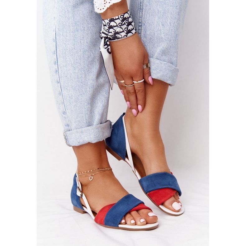 Kožené sandály Maciejka 04614-17 Navy Blue-Red červené 1