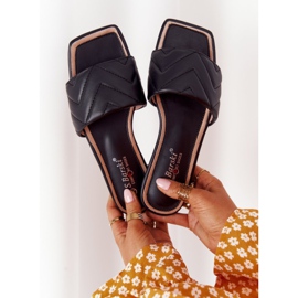 Kožené pantofle s prošíváním S.Barski 331-42 Black černá 2