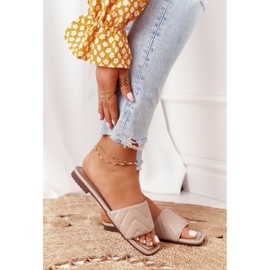 S.Barski Kožené pantofle s prošíváním Cappuccino S. Barski 331-42 béžový 2