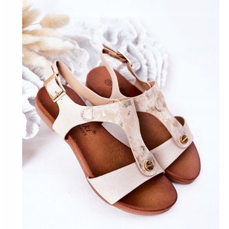 S.Barski Dětské sandály S. Bararski Comfort Złote bílý stříbrný zlatý 2