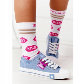 Prolamované dámské tenisky Big Star FF274037 Blue modrý 2