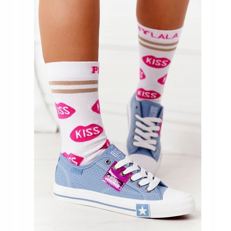 Prolamované dámské tenisky Big Star FF274037 Blue modrý 2