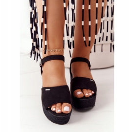 Černé sandály na klínku s copem Big Star FF274750 černá 1