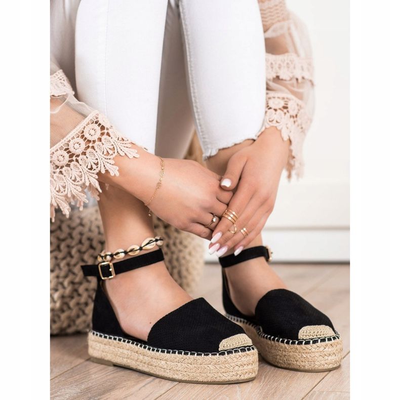 SHELOVET Espadrilky se sponou černá 1 SHELOVET Espadrilky se sponou černá 1