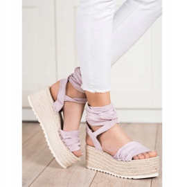 SHELOVET Svázané sandály Espadrilles fialový 2