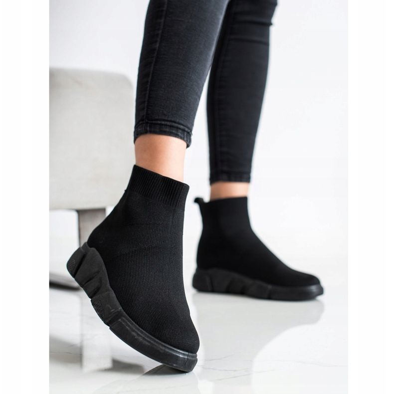 SHELOVET Černé nazouvací tenisky černá 1