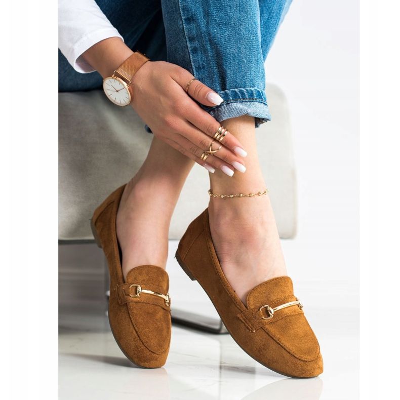 Anesia Paris Elegantní semišové mokasíny hnědý 2