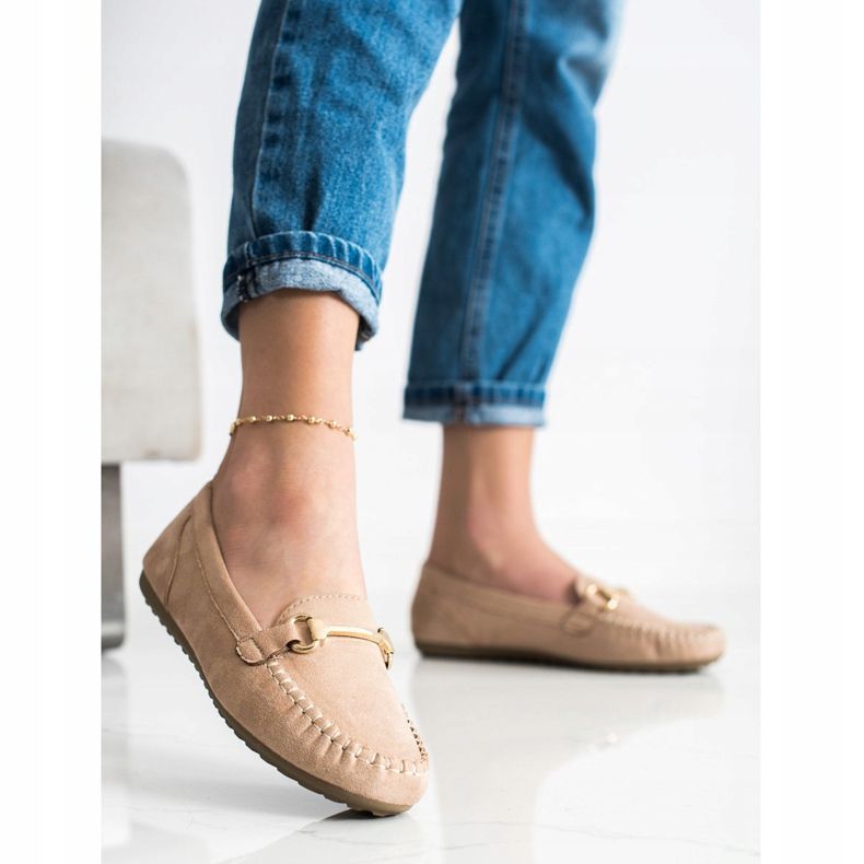 SHELOVET Semišové mokasíny béžový 2
