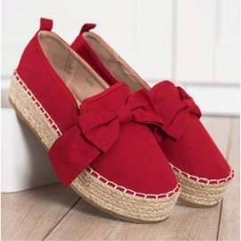 SHELOVET Červené espadrilky s mašlí červený 2