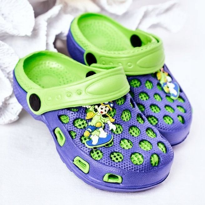 Dětské pěnové pantofle Crocs Navy Blue-Green Jupiter námořnická modř zelený 1