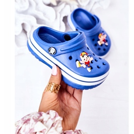 Dětské pěnové pantofle Crocs Blue Lazy Day modrý 2 Dětské pěnové pantofle Crocs Blue Lazy Day modrý 2