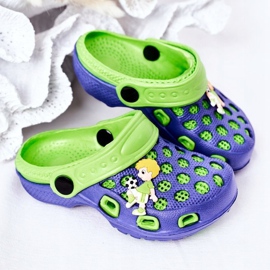 Dětské pěnové pantofle Crocs Navy Blue-Green Jupiter námořnická modř zelený 1