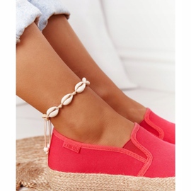 Espadrilky na pletené platformě Big Star FF274149 červená červený 1