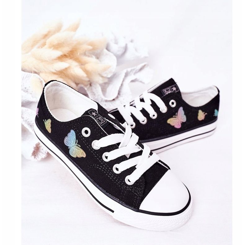 EVE Černé pohádkové dětské tenisky s motýly černá 1 EVE Černé pohádkové dětské tenisky s motýly černá 1