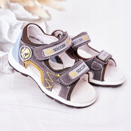 EVE Dětské šedé fotbalové sandály se suchým zipem vícebarevný 2