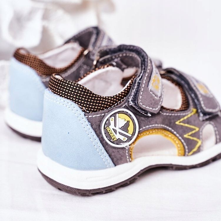 EVE Dětské šedé fotbalové sandály se suchým zipem vícebarevný 1