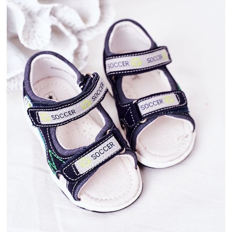 EVE Dětské námořnické modré fotbalové sandály se suchým zipem námořnická modrá vícebarevný 2