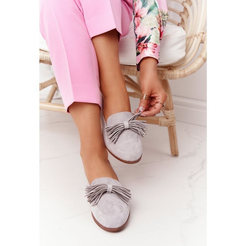 EVE Fringed semišové mokasíny šedé Alicante šedá 2 EVE Fringed semišové mokasíny šedé Alicante šedá 2