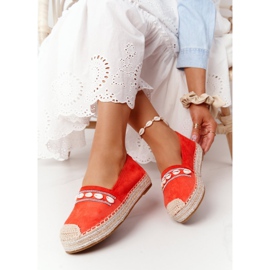 PG1 Espadrilky na platformě s korálovou mušlí červený pomerančový 2