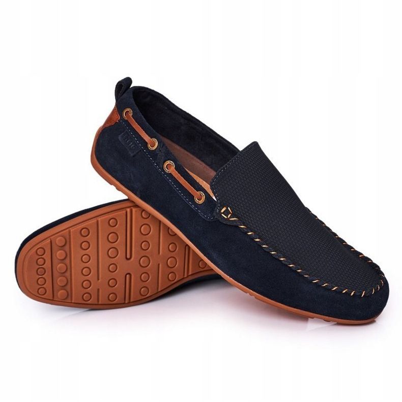 Semišové mokasíny pro volný čas GOE HH1N4019 Navy Blue hnědý námořnická modř 2