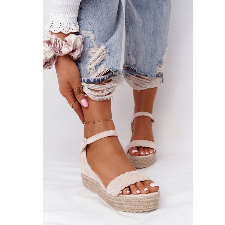 PS1 Béžové baleárské klínové sandály béžový 1