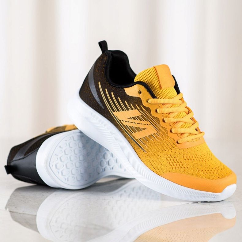 SHELOVET Lehké textilní tenisky černá žlutá 1