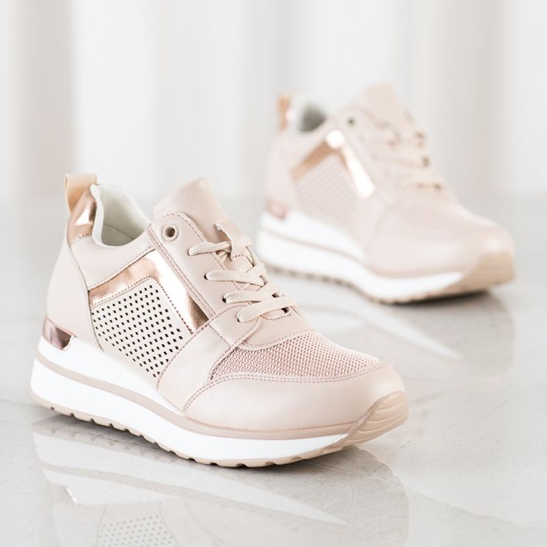 SHELOVET Stylové tenisky s třpytkami růžový 1