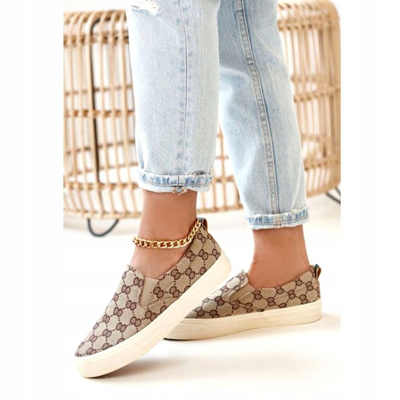 Dámské nazouvací tenisky s nazouváním Khaki Challenge béžový hnědý 4