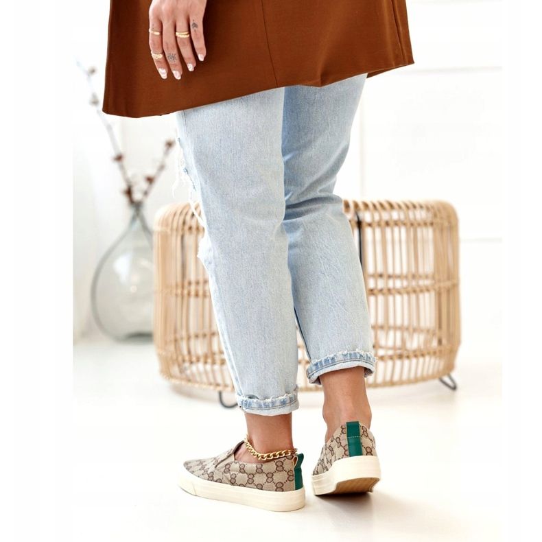 Dámské nazouvací tenisky s nazouváním Khaki Challenge béžový hnědý 2