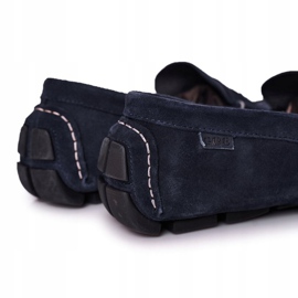 Semišové ležérní mokasíny GOE HH1N4065 Navy Blue námořnická modř 1