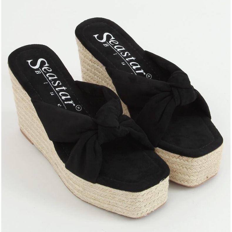 Černé klínky espadrilky XY14P černý 1