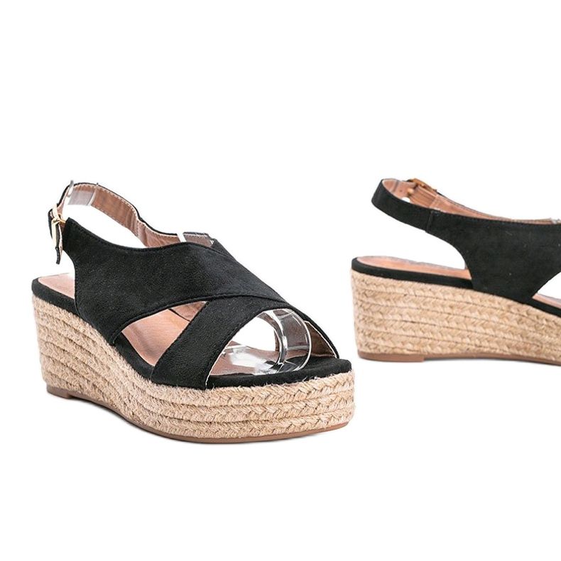 Černé espadrilky na klínku Marina černý 1