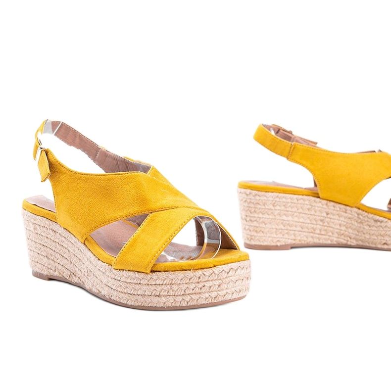 Hořčičné espadrilky na klínku Marina žluť 1