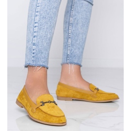 Mustardové mokasíny z eko semiše Juliette žlutá 1 Mustardové mokasíny z eko semiše Juliette žlutá 1