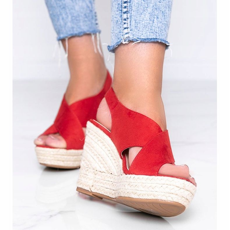 Červené espadrilky na klínové patě Summer Dream červený 1