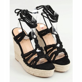 Černé espadrilky na klínku spletené černé M319P černé černý 1