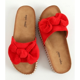 Červené 7705 Červené pantofle na zdobené podrážce 1