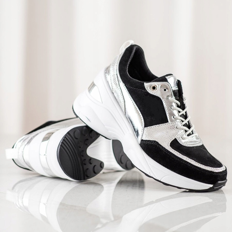 Filippo Kožené klínové tenisky černá 1