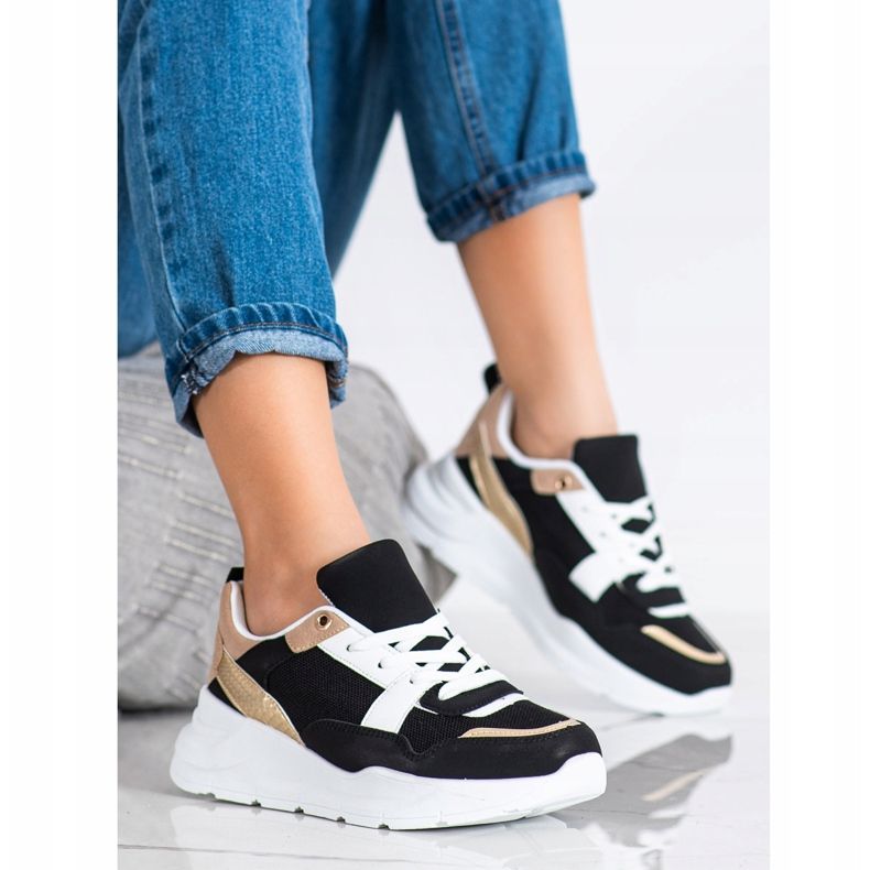 SHELOVET Stylové tenisky se síťovinou černá 2