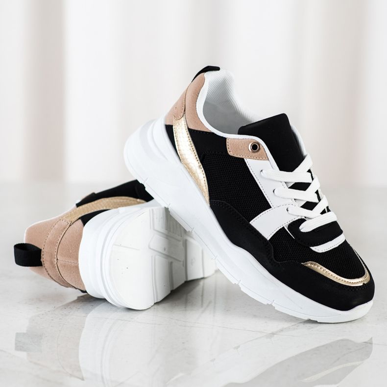 SHELOVET Stylové tenisky se síťovinou černá 1