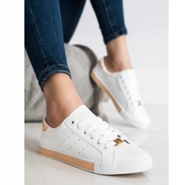 SHELOVET Nízké tenisky s eko kůží bílý 1