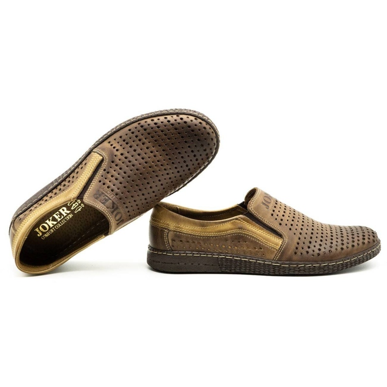 Joker Hnědé pánské nazouvací letní boty 730J hnědý 2