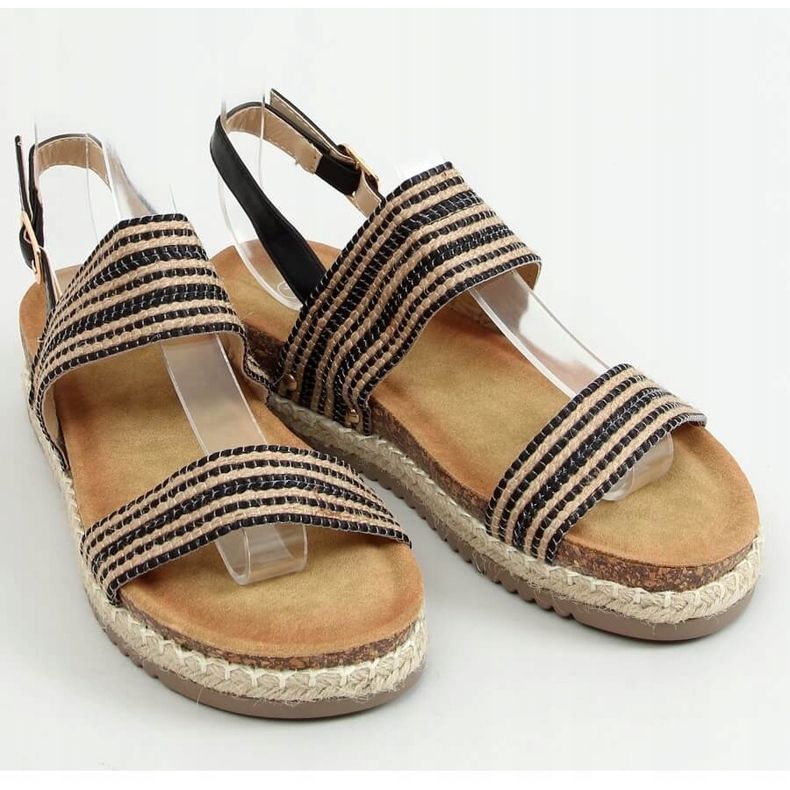 Sandály černé espadrilky FD-50 Black béžový černý 1
