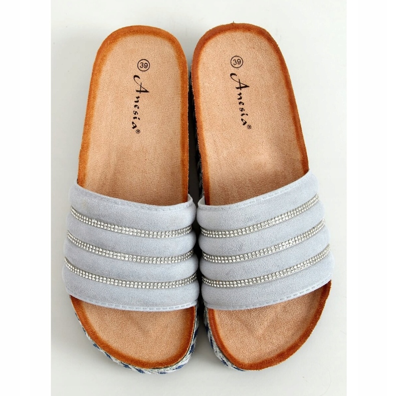 Modré pantofle N-96 Blue na zdobené podrážce modrý 1 Modré pantofle N-96 Blue na zdobené podrážce modrý 1